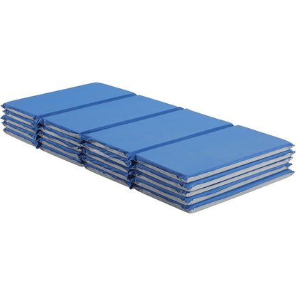 Ecr4kids Everyday Folding Rest Mat 4-Section 1-Inch Thick Sleeping Pad For Daycare And Preschool Blue And Grey 5-Pack - Image 1