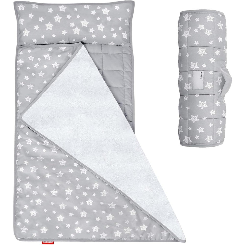 Moonsea toddler nap mat grey front view for daycare