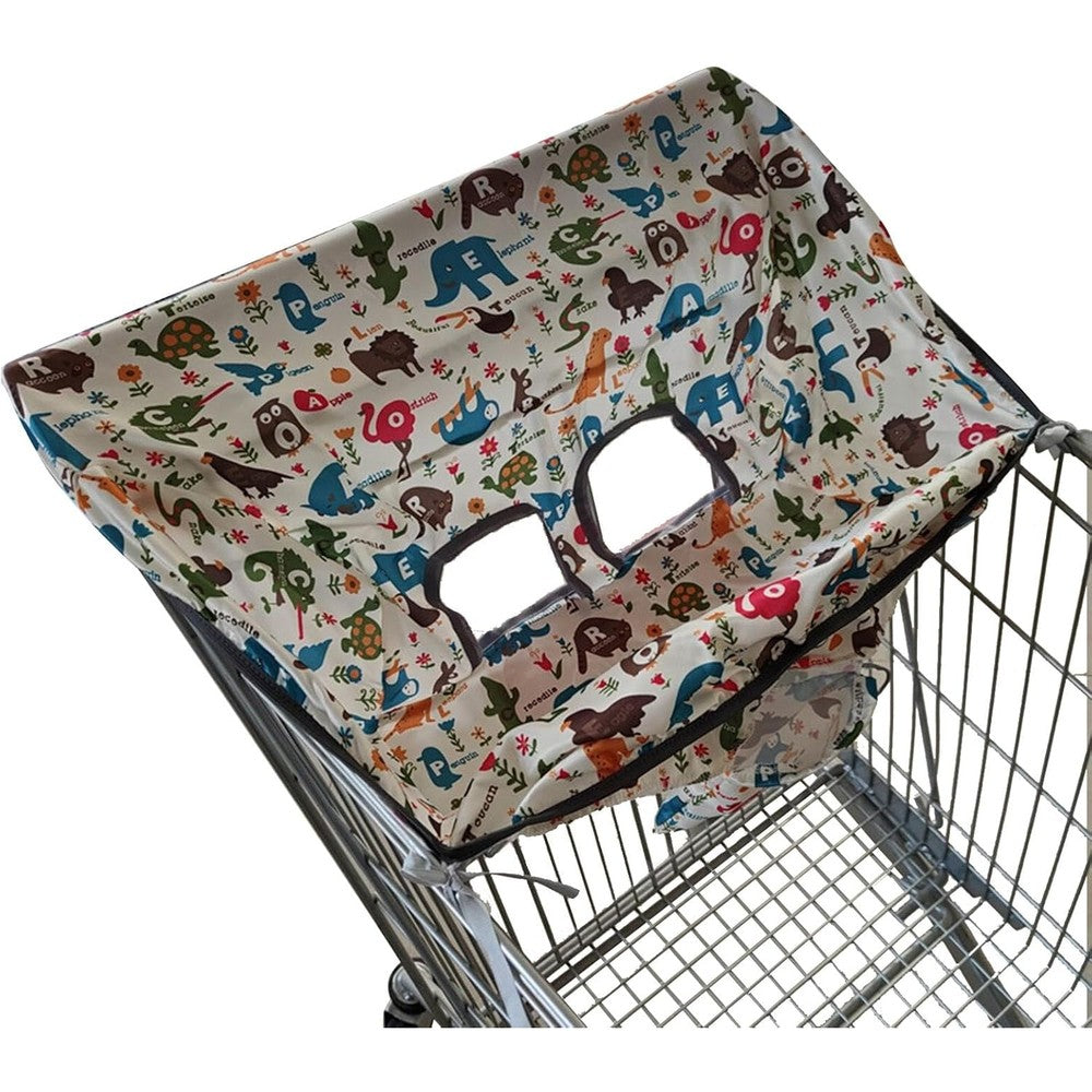 Generic shopping cart cover front view displaying the cute cartoon print design.