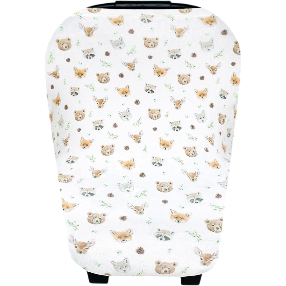 Copper Pearl Wilder multi-use cover front view of woodland print