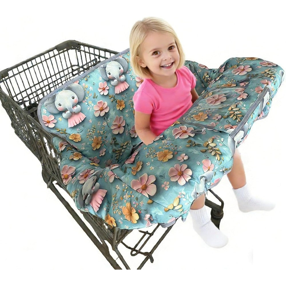 Dodo Nici elephant pattern baby shopping cart cover front view