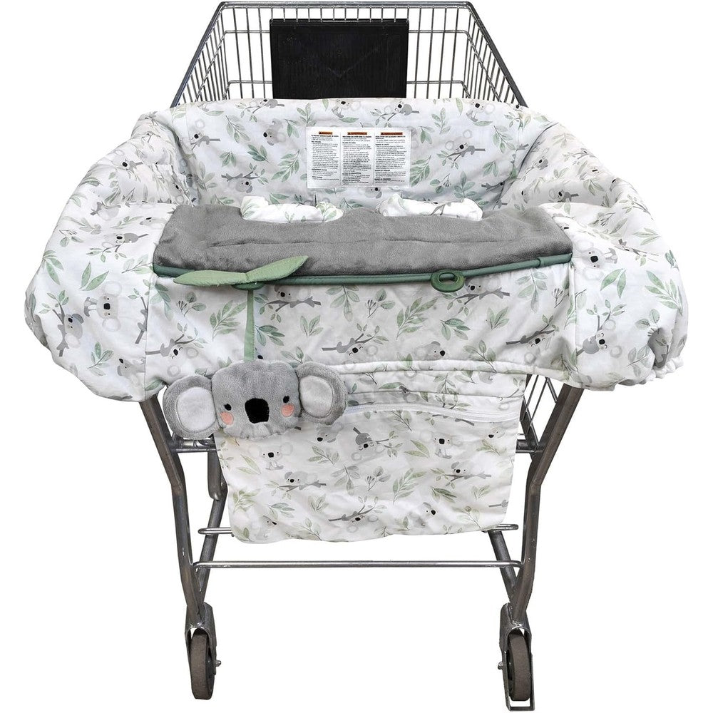 Boppy Preferred Shopping Cart Cover Koalas front view showing plush minky seat