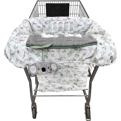 Boppy Preferred Shopping Cart Cover Koalas front view showing plush minky seat