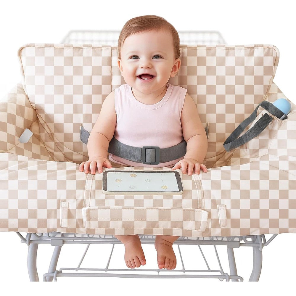 Konssy cotton shopping cart cover front view on shopping cart