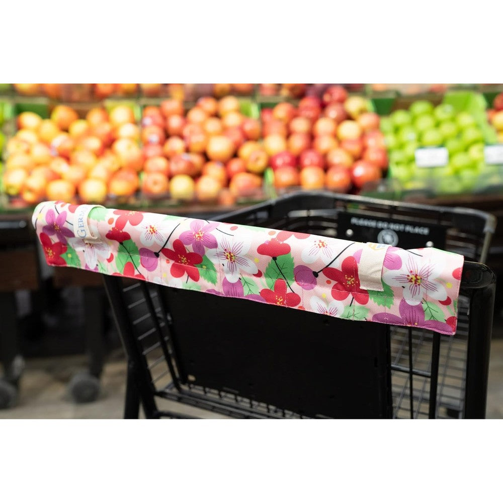 Vista Solutions GA GERMARMOR shopping cart handle cover front view attached to a supermarket grocery trolley handle.