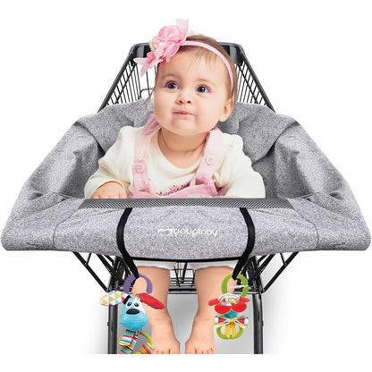 Youpinby 2-in-1 gray shopping cart and high chair cover front view