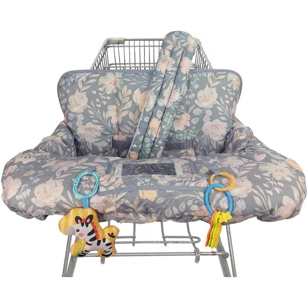 ICOPUCA shopping cart cover for baby front view in floral pattern