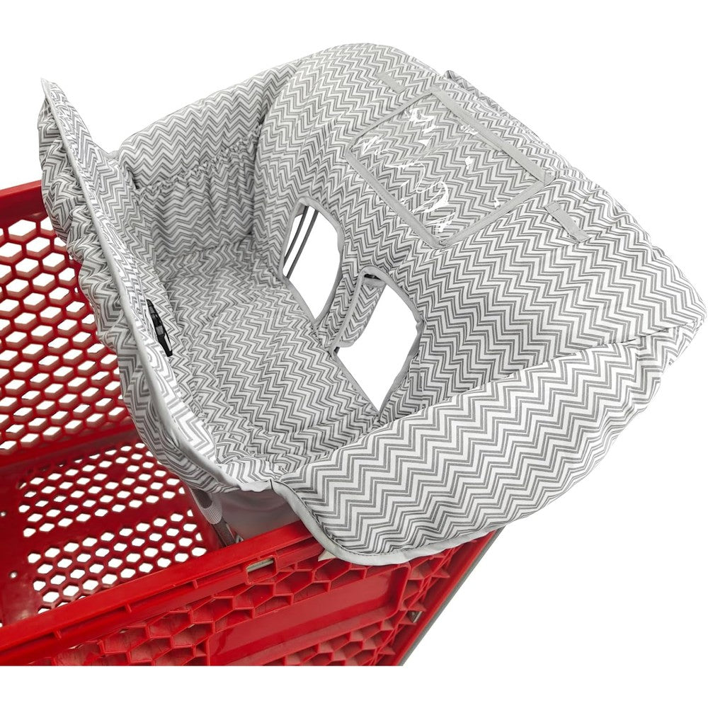 Love&go 2-in-1 shopping cart cover front view gray chevron design