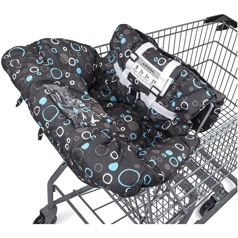 Kepler Brands premium shopping cart cover black front view installed on a public cart.