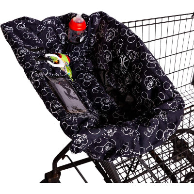 J.L. Childress Disney Baby shopping cart cover front view on grocery cart