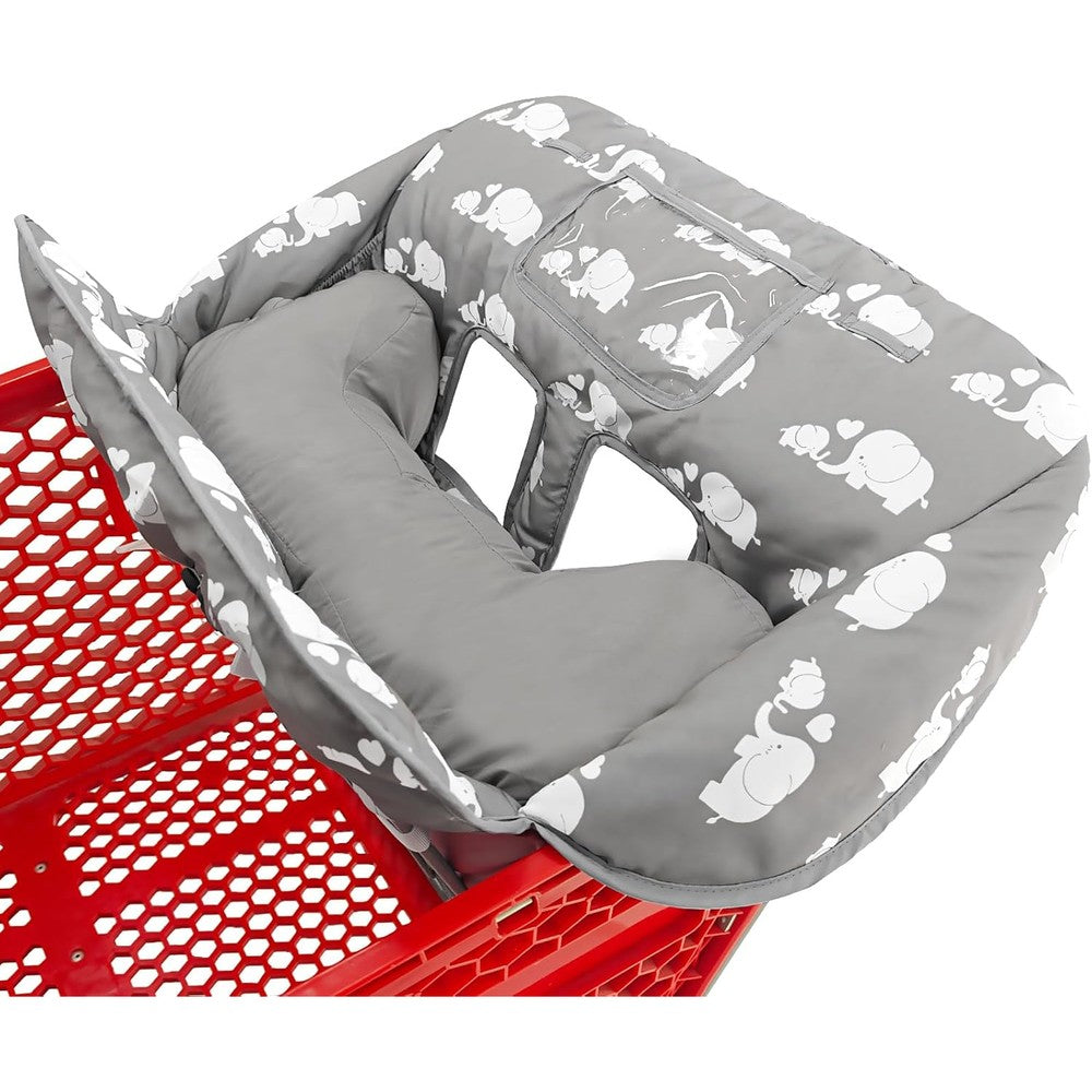 Love and go 2 in 1 shopping cart and high chair cover front view on cart
