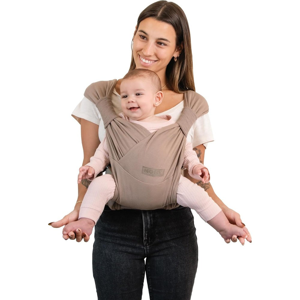 Moby Duet Baby Carrier in Sparrow front view on parent