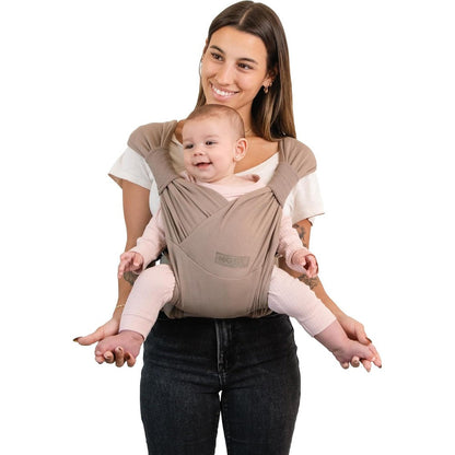 Moby Duet Baby Carrier in Sparrow front view on parent
