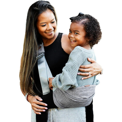 JJ Cole Sola Toddler Sling Carrier front view in gray color