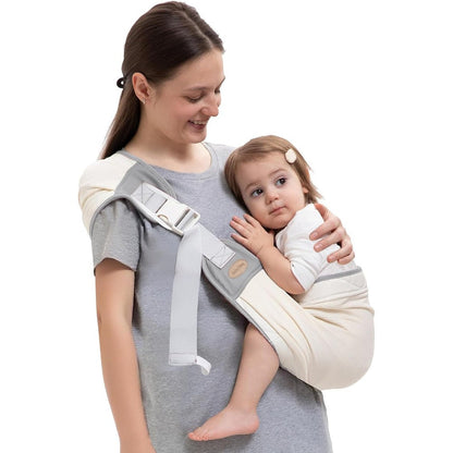 COSDIG baby carrier newborn to toddler front view featuring black adjustable straps and buckle closure system.