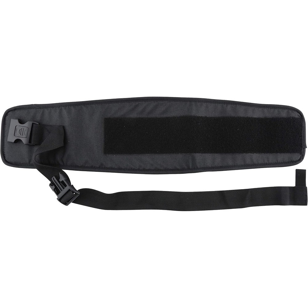 Tushbaby Waistband Extender in black laid flat showing the adjustable strap and heavy duty buckle attachment.