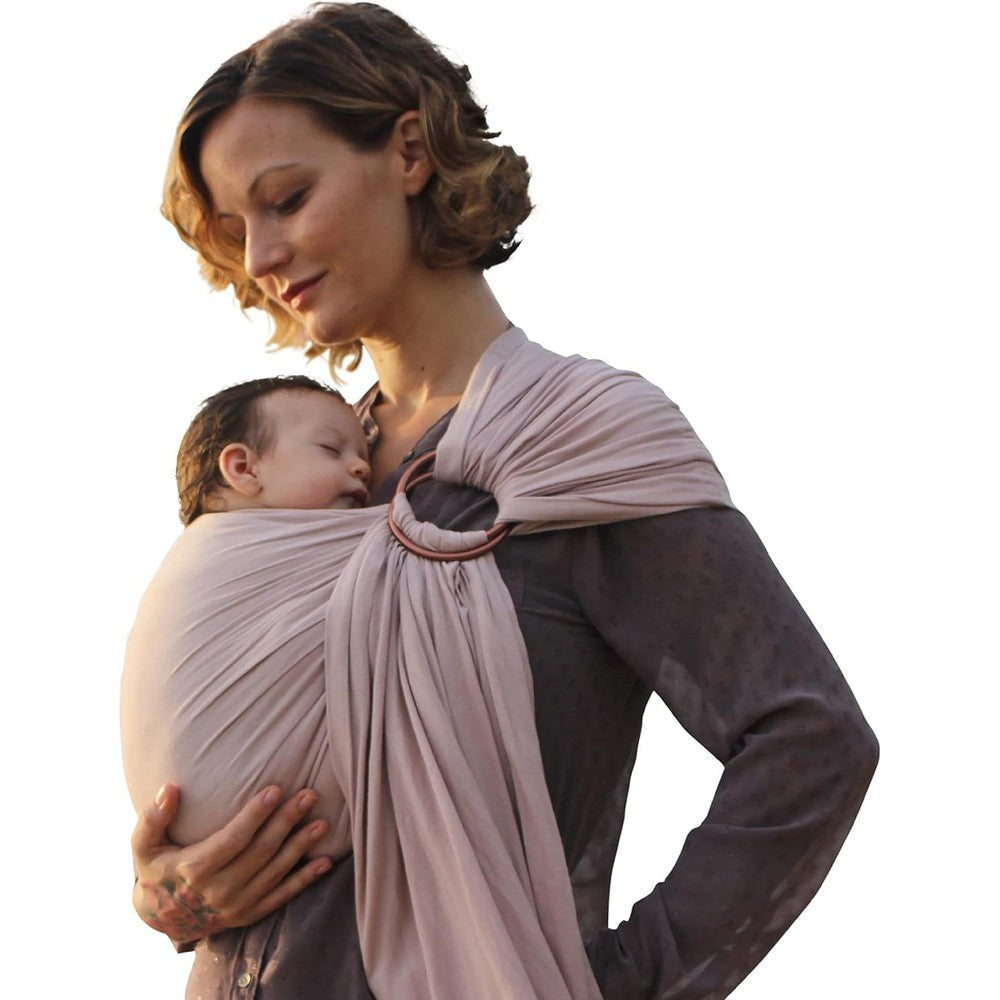 Nalakai luxury ring sling baby carrier front view close up with newborn