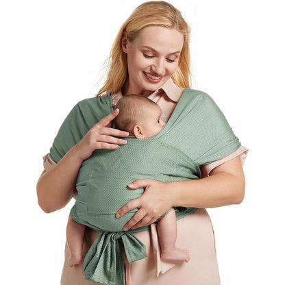 Momcozy adjustable buckle baby wrap carrier front view on parent