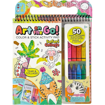 Bright Stripes Art on the Go Collage Fun Jungle Theme Travel Kit front packaging view