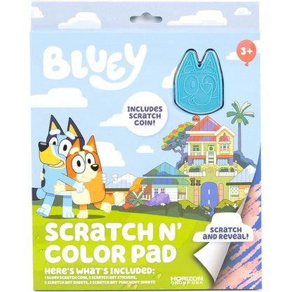 Horizon Group USA Bluey Scratch n Color Pad front view coloring book package