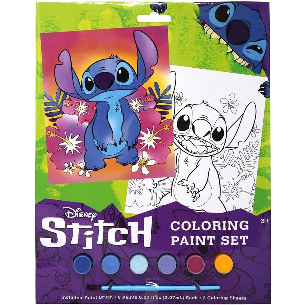 Innovative Designs Disney Stitch Coloring Paint Set front view showcasing packaged acrylic paints brush and character sheets