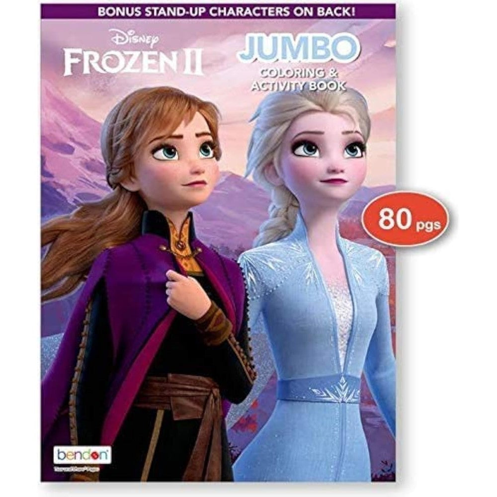 Bendon Disney Frozen 2 jumbo coloring book front view featuring Elsa and Anna characters.