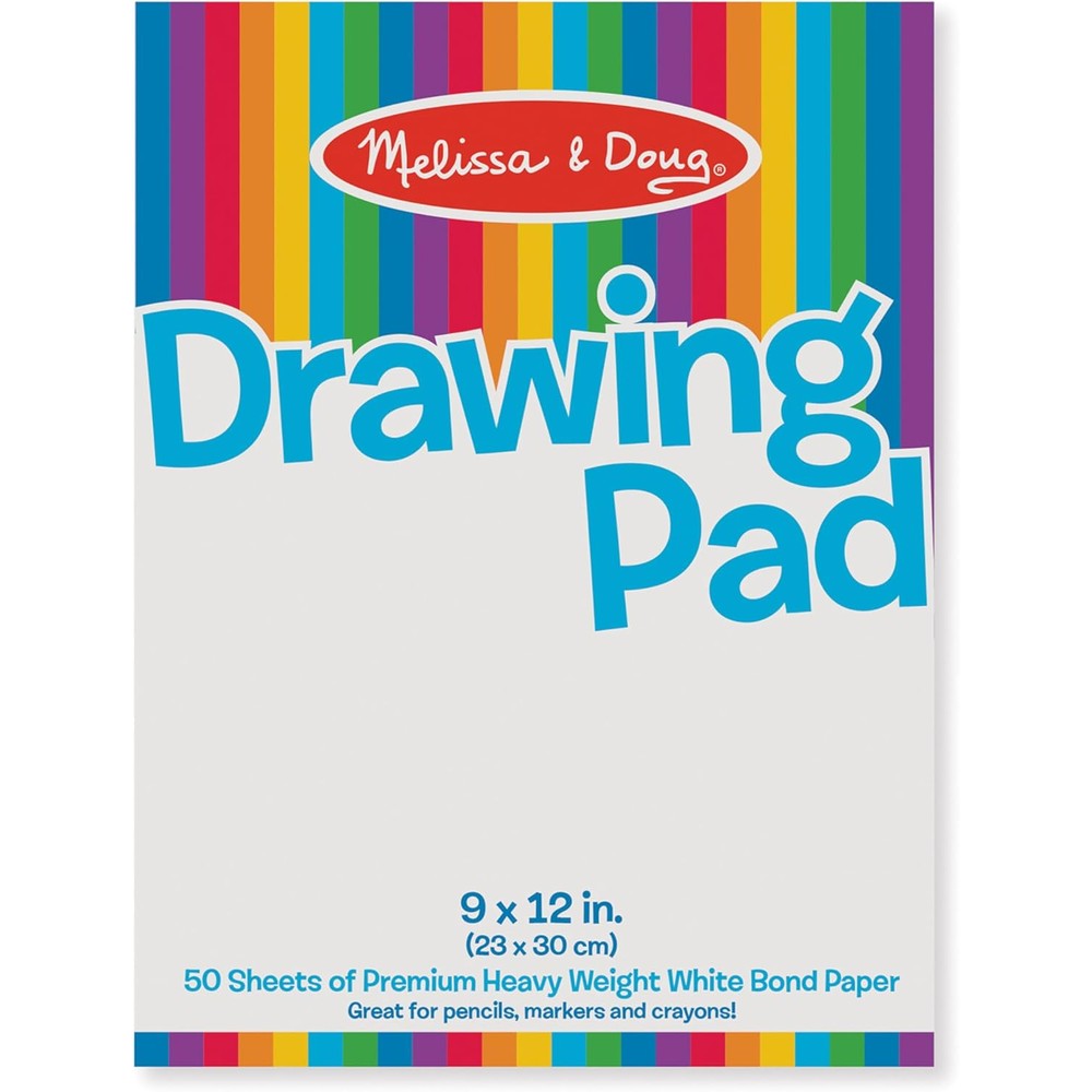 Melissa & Doug Drawing Paper Pad front view with colorful rainbow border