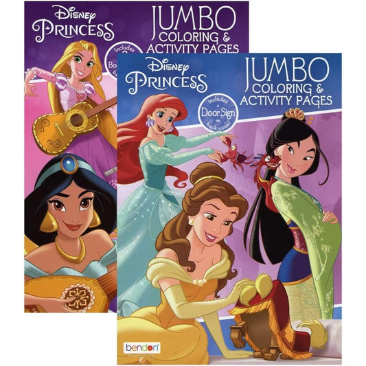 Bazic Products Disney Princess Jumbo Coloring and Activity Book front view two pack
