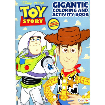 Bendon Disney Toy Story Gigantic Coloring Book front view featuring Woody and Buzz Lightyear illustration
