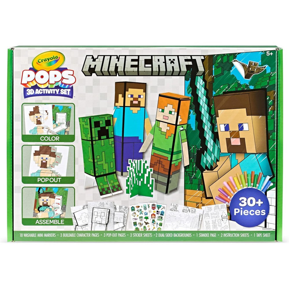 Crayola Minecraft POPs 3D Art Kit front view box packaging.