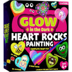The Scholar Ant Hearts Rock Painting Kit front view packaging showing colorful glow in the dark craft supplies.