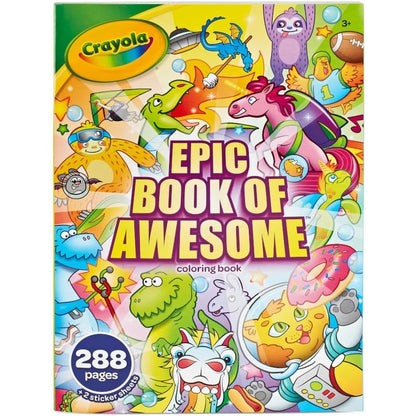 Crayola Epic Book of Awesome front view showing vibrant cartoon animals on the cover.