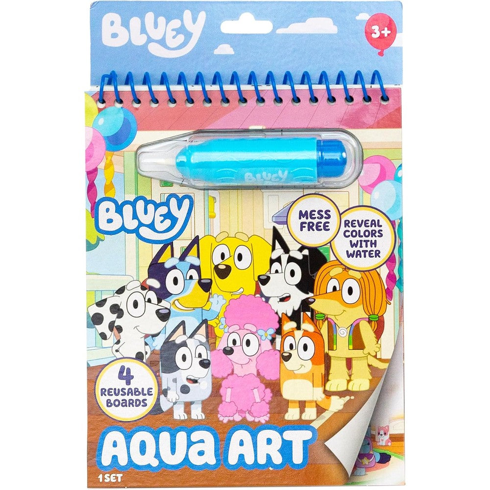 Horizon Group USA Bluey Aqua Art Friends Forever front view of spiral book packaging with water pen.