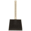 Jen Manufacturing Poly Foam Brush 3 Inch Pack of 36 front view showing chiseled black sponge head and sturdy wood handle