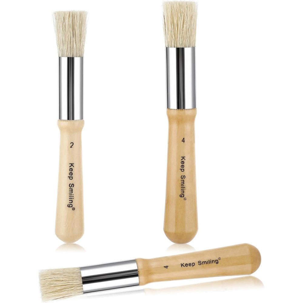 Reguicorp kids paint brushes front view showing three piece wooden stencil set for preschool art