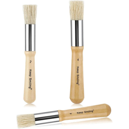 Reguicorp kids paint brushes front view showing three piece wooden stencil set for preschool art