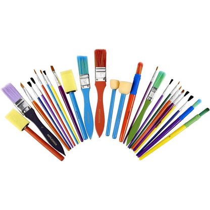 Artlicious all purpose paint brush set front view showing twenty five assorted brushes
