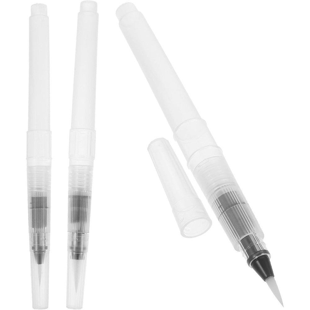 EXCEART refillable watercolor painting brush pen set front view showing three clear pens