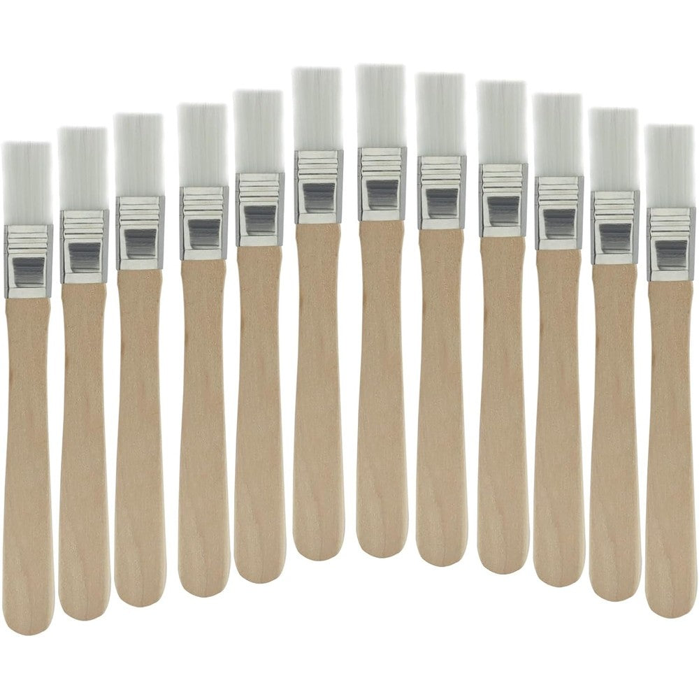 OSVJE 12 piece soft bristle paint brush set front view showing yellow handles and nylon filaments