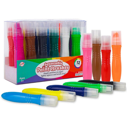 Playkidiz squeezable paint brushes 12 pack front view kids art supplies