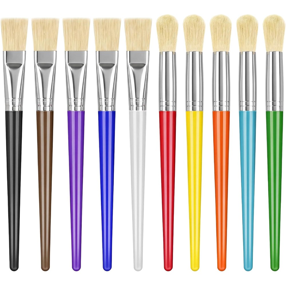 Joyooss kids paint brushes ten piece set showcasing colorful chubby handles for toddlers.