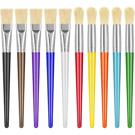 Joyooss kids paint brushes ten piece set showcasing colorful chubby handles for toddlers.