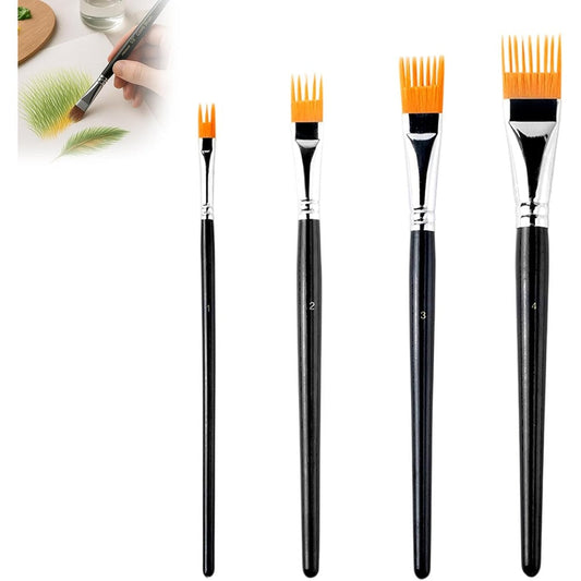 Generic 4-Piece Art Grainer Brush Comb Set front view showcasing the four graduated brush sizes.