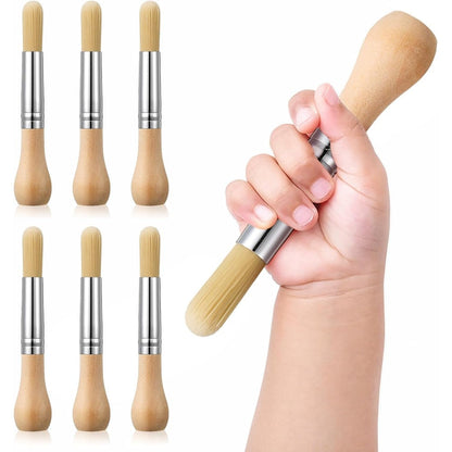 Sinload kids paint brushes set front view featuring six jumbo round wood paintbrushes for toddlers