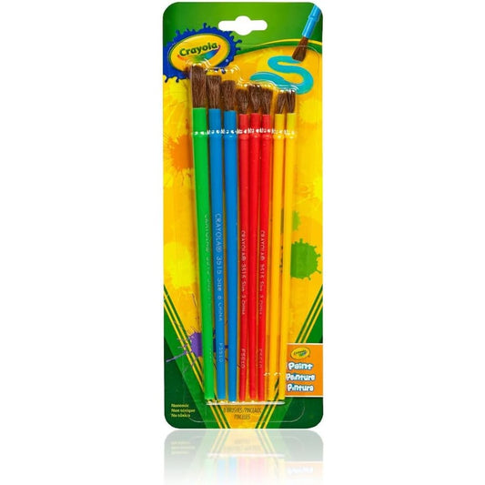 Crayola Kids Paint Brush Set eight count front view showing colorful handles