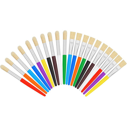 REGUICORP kids paint brushes twenty piece set front view showing colorful handles
