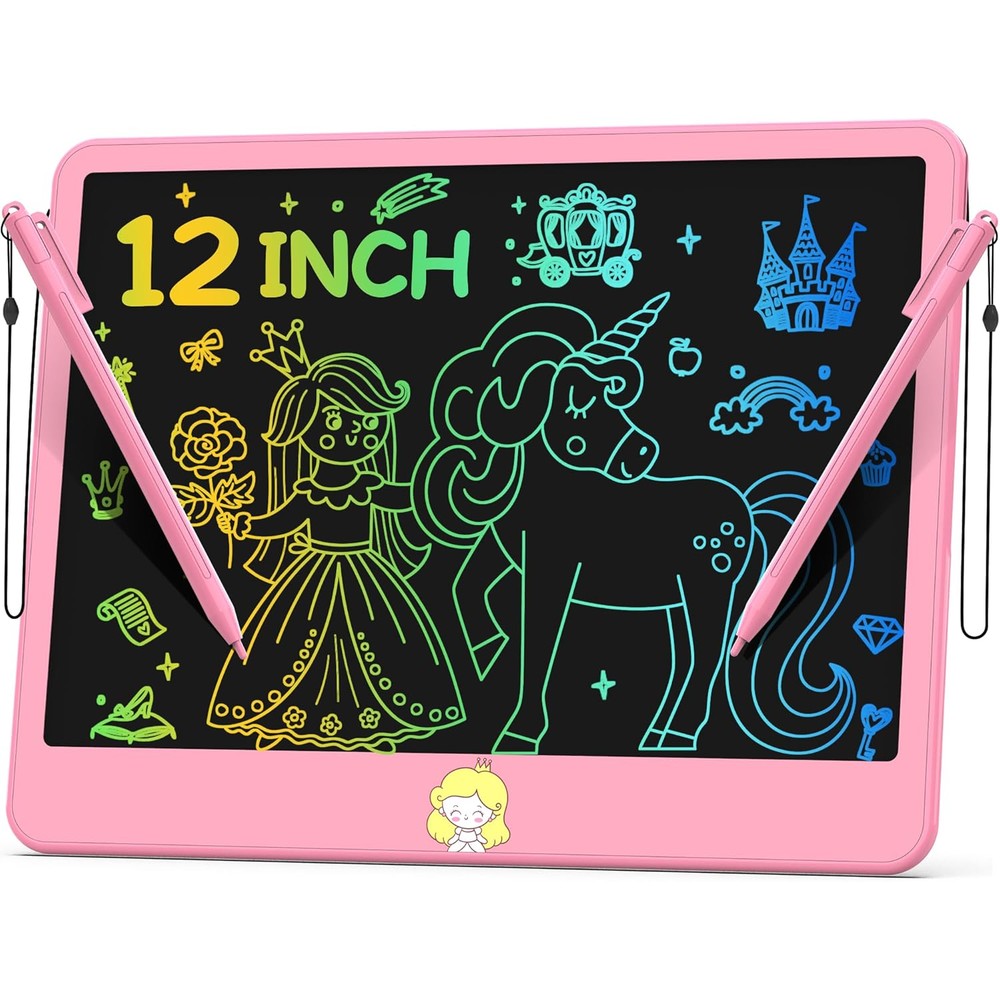 Hockvill 12 inch LCD writing tablet front view in pink
