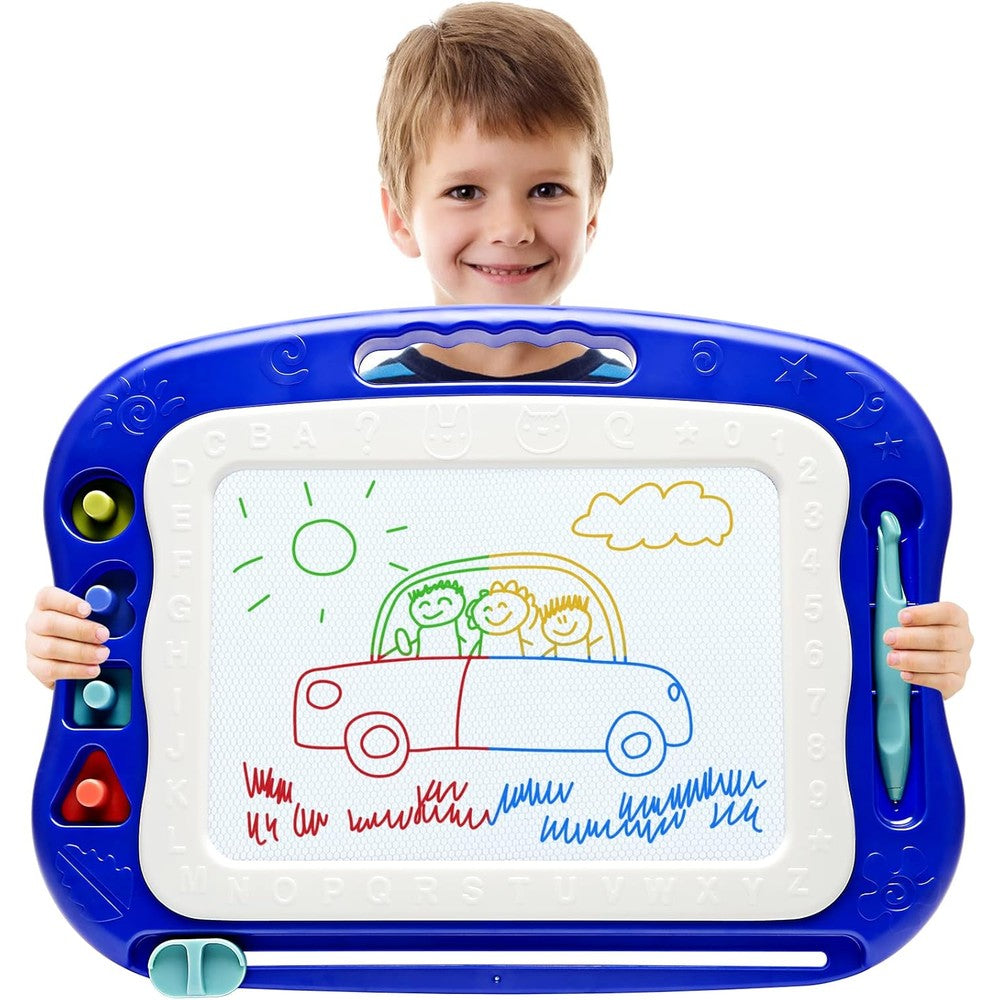 Vusum magnetic drawing board blue front view for kids