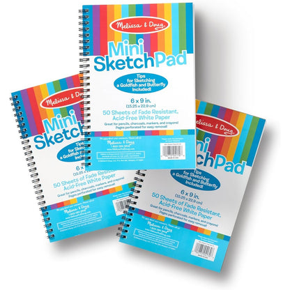 Melissa and Doug Mini Sketch Pad three pack bundle front view showing creative drawing cover