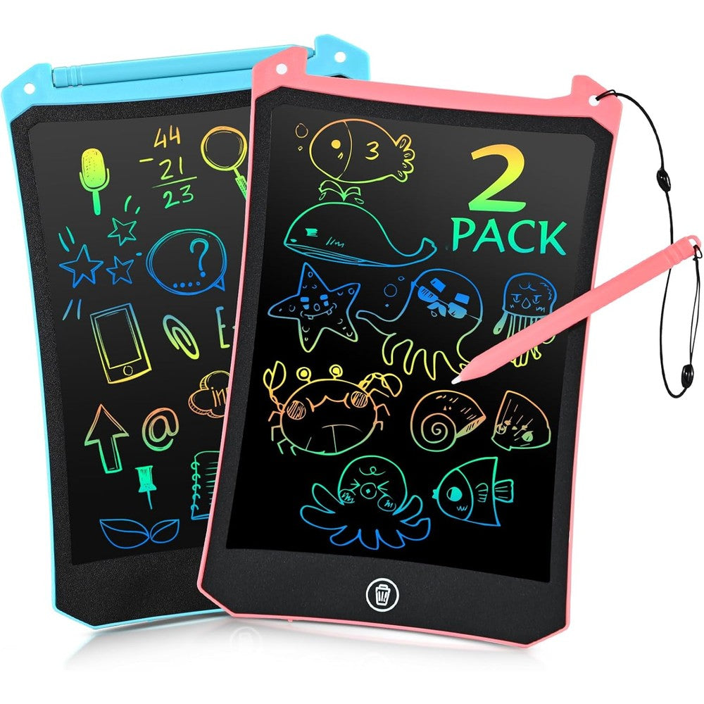 EooCoo LCD writing tablet 2 pack front view with styluses